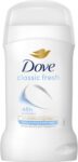 Dove Classic Fresh Anti-Perspirant Cream Womens Deodorant Stick with ¼ moisturising cream for 48 hour sweat protection and long-lasting fragrance 50 ml
