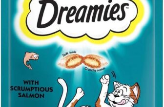 Dreamies Mega Pack Cat Treats, Tasty Snacks with Delicious Salmon, 6 Pouches of 200 g