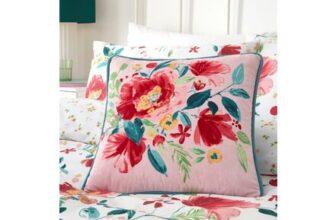 Dreams & Drapes Abstract Poppy Breathable Red Filled Cushion