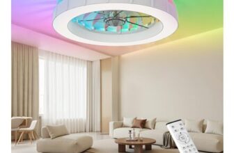 Dslive 46cm Remote Ceiling Fan with 7-Color RGB Light