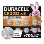 Duracell CR2032 Lithium Coin Batteries 3V (8 Pack) – Up to 70% Extra Life – Baby Secure Technology & Packaging (£7.59 S&S) – prime deal