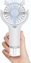 ERUW Handheld Fan with Water Mist, Portable Mini Fan, Small USB Rechargeable Fan with 3 Speeds for Office Bedroom Outdoor Travel (white)