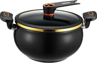 EVERGOODS 8L Stew Pot with Lock Lid Large Capacity Stock Pot for Braising, Soups, Stews, and Bread Baking, Induction Compatible, Oven & Stovetop Safe, Kitchen Serving Essential
