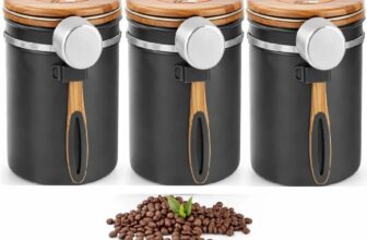 EVERGOODS Coffee Canister Airtight 1300 mL with Date Dial & Scoop Holder, Matte Black Bean Storage Jar with Wooden Lid, Sealed Container for Coffee, Tea, Sugar Dry Food (3Pcs)