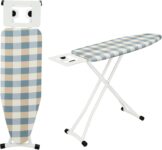 EVERGOODS Ironing Board 110×32 cm, Folding Adjustable Height Iron Board with 6 Height Levels (6677 cm), Lightweight with Cotton Cover, Non-Slip Feet & Iron Rest for Home Use (Yellow-Green)