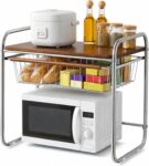EVERGOODS Microwave Stand Multi-Tier Kitchen Storage Shelf with Storage Drawer Space-Saving Rack for Microwave, Appliances & Kitchen Essentials