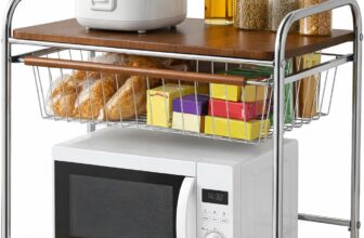 EVERGOODS Microwave Stand Multi-Tier Kitchen Storage Shelf with Storage Drawer Space-Saving Rack for Microwave, Appliances & Kitchen Essentials