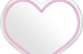 EVERGOODS Neon Mirror with Pink Glow, Acrylic LED Mirror Wall Decor for Bedroom, 30x26cm, Heart Mirror Light for Party Girls Room, Vanity, Beauty Studio, Birthday Gift (30x26cm)