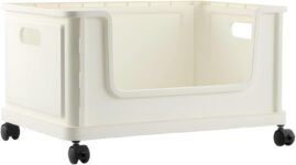EVERGOODS Portable Rolling Book Cart with Wheels, Mobile Bookshelf Organizer Storage Rack for Dorm, Classroom & Home, Movable Book and Office Storage Organizer