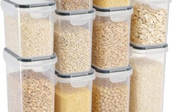 EVERGOODS Set of 10 Airtight Food Storage Containers Kitchen Storage Containers with Lids BPA-Free Plastic Containers for Flour, Sugar and Baking Supplies