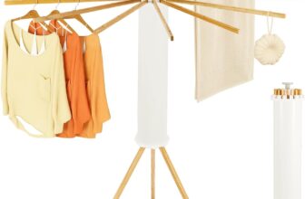 EVERGOODS Wooden Clothes Airer Foldable & Portable Laundry Drying Rack, Extendable and Space-Saving Clothes Horse, Sturdy Drying Stand for Balcony, Bathroom, Living Room & Utility Room (White)