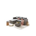 EVRE Malibu Rattan Garden Furniture Set 5 Piece 3 Seater Sofa