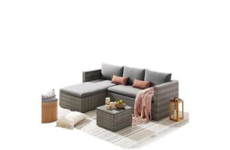 EVRE Malibu Rattan Garden Furniture Set 5 Piece 3 Seater Sofa