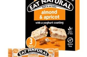 Eat Natural Almond & Apricot with a Yoghurt Coating Fruit & Nut Bars 3 X 40g
