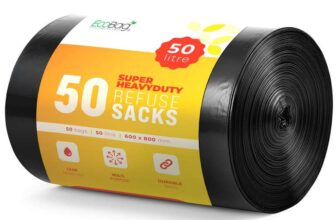EcoBag – 50 Pack Super Strong Heavy Duty Refuse Sacks – Recyclable Bags, Leak Resistant, Durable Waste Disposal Bags