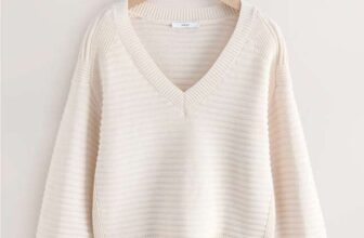 Ecru / Black / Chocolate Brown Ribbed V-Neck Knitted Jumper – Select Sizes Free C&C
