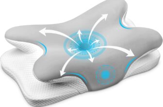 Ehomfory Memory Foam Pillow for Sleeping, Ergonomic Contour Side Sleeper Pillows for Adults, Cooling Neck Pillow for Side Back Stomach Sleepers (Silver)