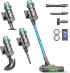 ElecKeys Cordless Vacuum Cleaner, 600W 50KPa Suction, Lightweight Stick Vacuum Cleaner Anti-Tangle for Pet Hair & Hardwood, 70min Runtime, Green LED, Removable Battery For Flats/Carpet/Car/Stairs
