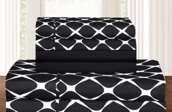Elegant Comfort Luxury Softest and Coziest 6-Piece Bed Sheet Set, Wrinkle Resistant Milano Trellis Pattern-1500 Thread Count Egyptian Quality Microfiber Bedding Set, Full, Black