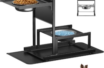 Elevated Dog Bowl Stand with 2 Stainless Steel Dog Food Water Bowl, 6 Heights Adjustable Raised Dog Bowls Holder with Non-Slip Mats Metal Feeding Station Rack for Large Small Medium Dogs