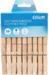 Elliott 36 FSC Strong Grip Hardwood coil spring clothes Pegs for washing lines, clothes horse and Arts & crafts use, free from plastic and 100% recyclable, for all laundry types