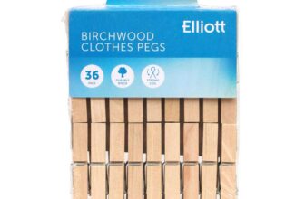 Elliott Hardwood Clothes Pegs with Metal Coil Spring for Firm Grip x36