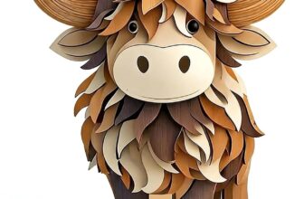 Embhlitfe Happy Highland Cow Highland Cow 2D Flat Wooden & Ornaments For Living Room & Office Decor Accessories Statues For Indoor & Outdoor Lovely Gifts for Women & Men (Strong)