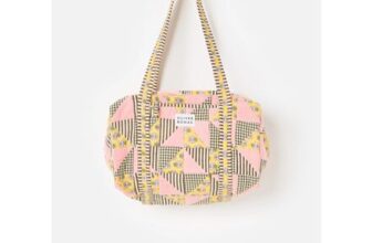 Emily Pink & Brown Patchwork Corduroy Quilted Bag