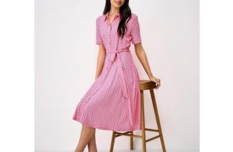 Emma Jersey Shell Printed Short Sleeve Dress in Pink