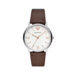Emporio Armani Mens Brown Leather Strap Watch