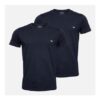 Emporio Armani Mens Two Pack round Neck T-Shirts Navy Blue/Navy Blue White Logo