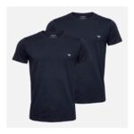 Emporio Armani Mens Two Pack round Neck T-Shirts Navy Blue/Navy Blue White Logo