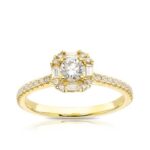Engagement Ring 18ct Yellow Gold Cushion Shape Halo 0.50ct Diamond Ring