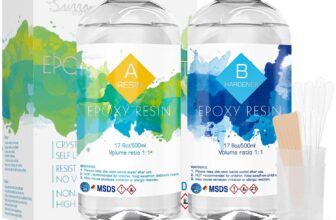 Epoxy Resin Kit 35.2oz/1000ml (1:1 Ratio) – Crystal Clear Art Resin for Jewelry Making, Crafts, Coating Non-Toxic Resin Coating Includes Gold Foil, Mixing Tools & Gloves