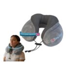 Ergonomic Memory Foam Travel Neck Pillow Washable Cover, Adjustable Strap