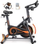Exercise Bike with LCD Display, Spin Bike with APP, 0-100% Magnetic Resistance, Dumbbell Rack, Exercise Bikes for Home Gym Use, 15kg Flywheel, 160KG Weight Capacity