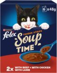 FELIX Soup Tender Strips Farm Selection Wet Cat Food 6x48g (Pack of 8)