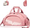 FIORETTO 30L Sports Gym Bag with Wet Pocket & Shoe Compartment, Sports Holdall Backpack for Men Women Pink