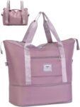 FIORETTO Womens Expandable Gym Tote Bag Duffle Bag with Wet Pocket, Travel Bag Weekend Overnight Bags with Double Shoulder Strap, Water-resistant Carry On Bag Hospital Holdalls for Women Pink