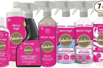 Fabulosa All-in-One General Household Cleaning Bundle, Cleaners and Fresheners, Antibacterial Sprays and Disinfectants Long Lasting Fabric Freshener and Laundry Cleanser, 7 Pack, Winter Angel