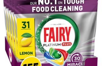 Fairy 30 Minute Miracle Platinum Plus Dishwasher Tablets, 5X 31 Capsules, Dishwasher Cleaner