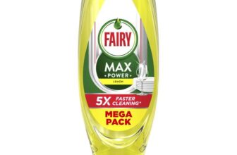 Fairy Max Power Washing Up Liquid Lemon 730ML, Easy and Effortless Cleaning, Even On Your Greasiest Pots and Pans (£2.53 S&S)