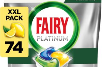 Fairy Platinum All-In-1 Dishwasher Tablets Bulk, 74 Tablets, Lemon, With Greasy Filter & Rinse Aid Action