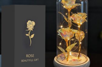 Falafoty Forever Roses in Glass Dome Women, Beauty and The Beast LED Galaxy Roses, Glass Rose Birthday Gift for Her Girlfriend Mom Wife on Valentines Mothers Day Wedding Anniversary