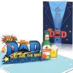 Fathers Day Card from Son Daughter Happy Funny Pop up Best Dad Birthday Beer Greeting Card for Super Daddy Stepdad Dad-in-law Grandad, Bluey Tie Includes Envelope Note Tag