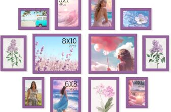 Feihorrm Violet Picture Frames Set of 12, Photo Frames Multiple Pictures, Wall & Tabletop Collage Photo Frame, Multi Size Picture Frame Includes Four 4×6, Four 5×7, Two 6×8, Two 8×10