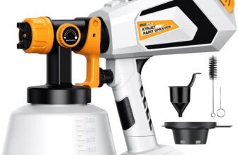 Fence Paint Sprayer Spray Gun – 650W/1200ml HVLP Electric for Home Interior and Exterior Cabinets House Fence Ceiling sheds 4 Nozzles airless – 2m Power Cable