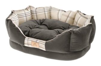 Ferplast CHARLES 60 Padded Cat & Dog Bed, Black/White