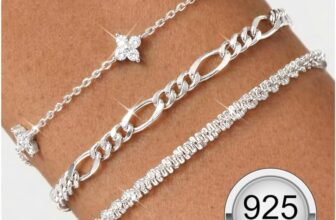 Finrezio 3 Pcs 925 Sterling Silver Bracelet for Women 14K Gold Plated Figaro Chain Bracelet Set Adjustable Cubic Zirconia Chain Bracelets Stackable Jewellry for Women Silver/Gold/Rose Gold
