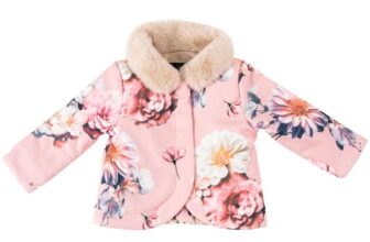 Firetrap Girl Chic Baby Wrap Ruffle Collar Long Sleeve Button Faux Fur Coat – sizes 0 – 24 months